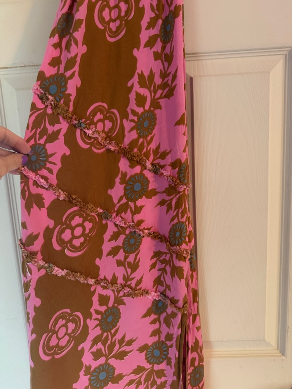 Pink and Brown Floral Halter Maxi Dress - Picture 2 of 8